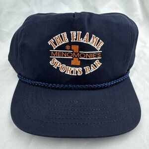 Vintage 90s The Flame Menomonie Wisconsin Sports Bar Rope Snapback Hat KC